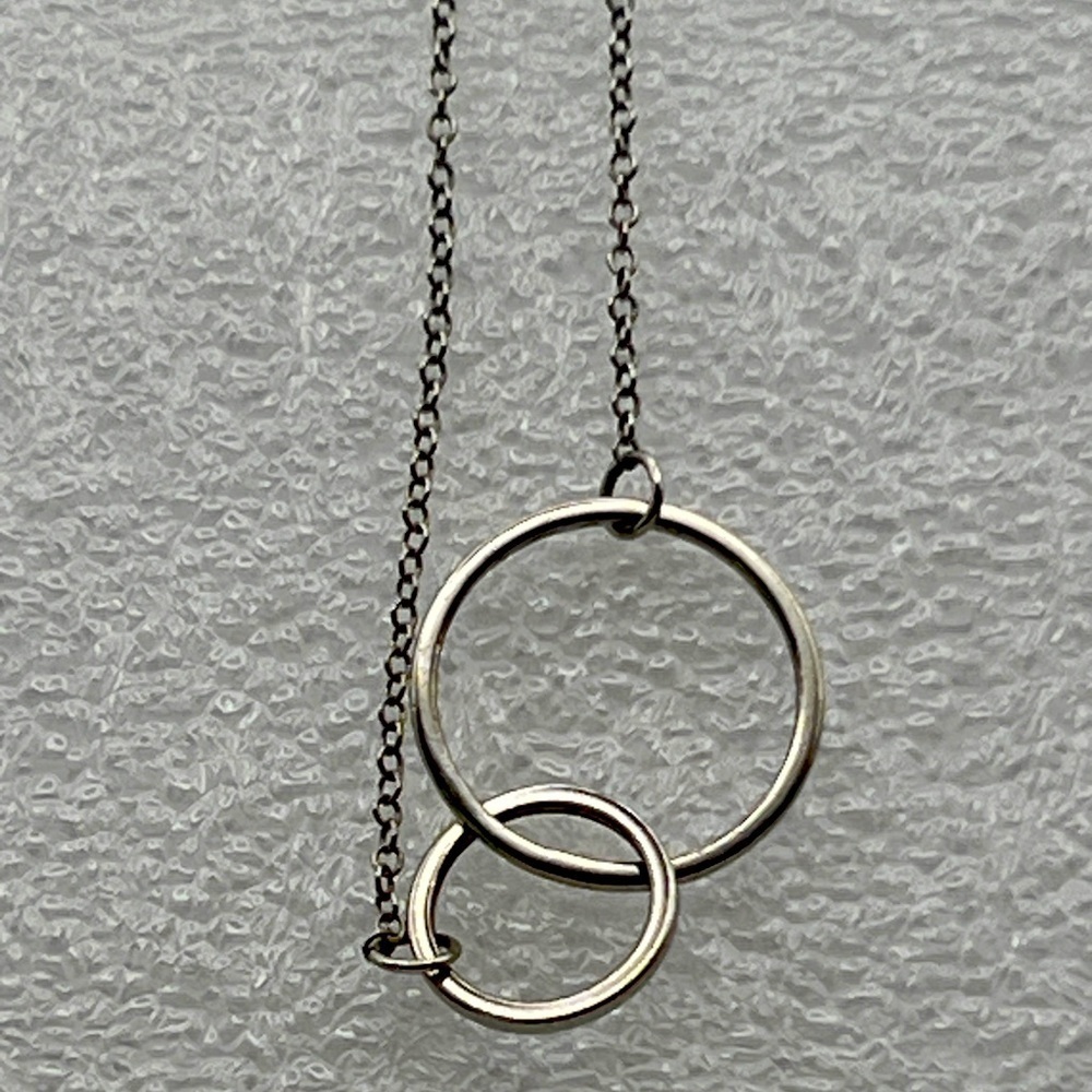 Double circle Sterling silver 925 Necklace 18"